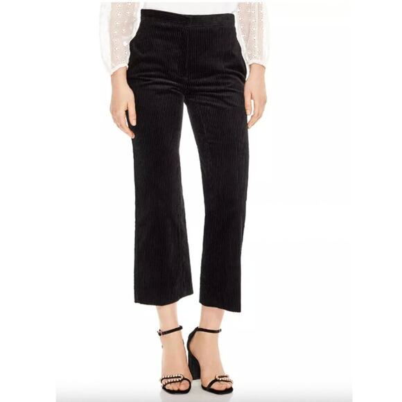 Sandro Divine Cropped Flared Corduroy Pants in Black - Picture 1 of 9